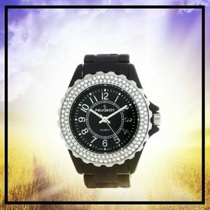 Peugeot Women's Black Acrylic Crystal Watch